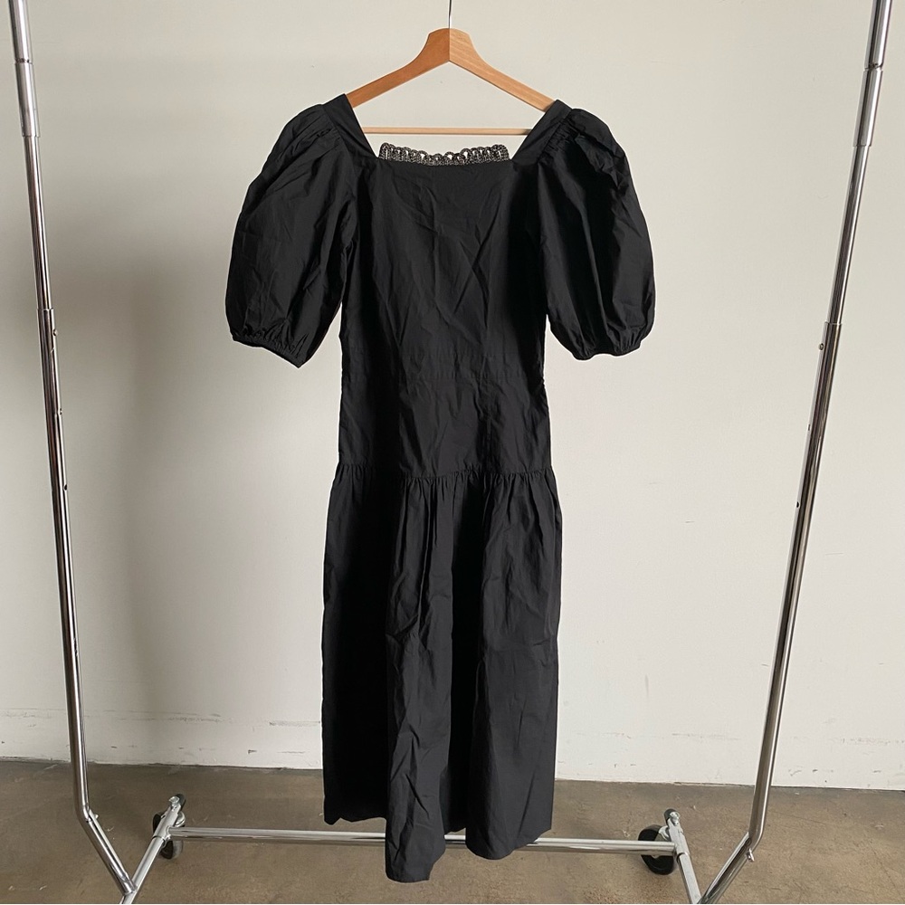NWOT Rhode Black Puff Sleeve Midi Dress Sz Small